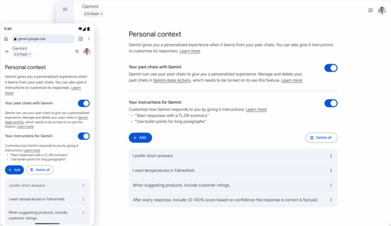 Turn Off Personal Context To Stop Gemini Chat Memory