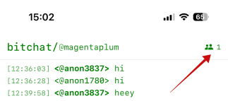 Tapping people icon in BitChat. 