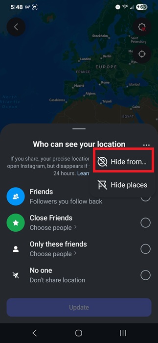 Hiding the location from users.