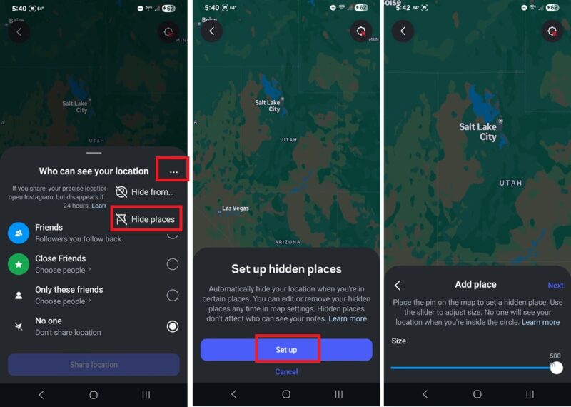 Hiding a location on Instagram Map.