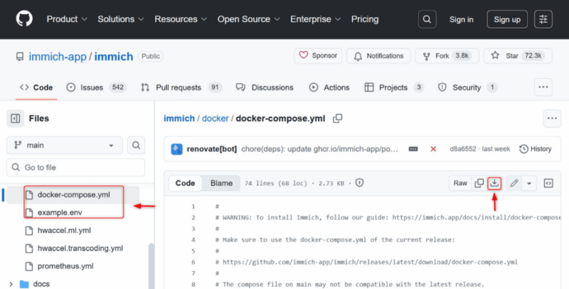 Visit Official Immich Git Repo
