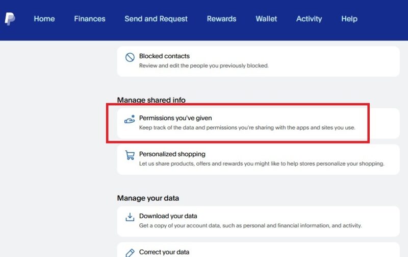 Managing PayPal permissions.
