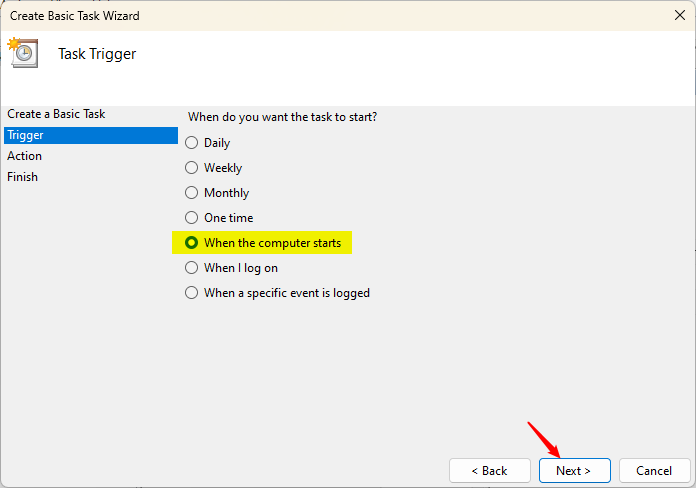 When You Want Task To Start