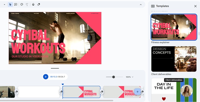 Checking out various templates in Google Vids' gallery.