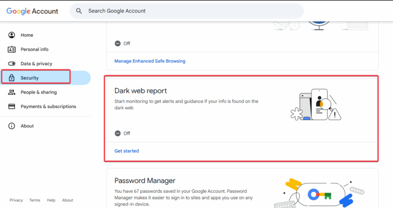 Google Dark Web Report