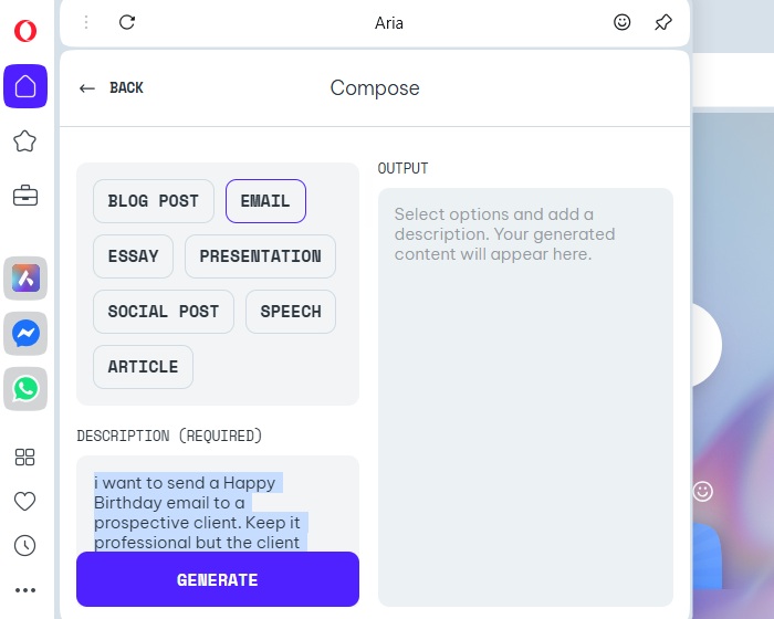 Opera Aria in Compose Mode
