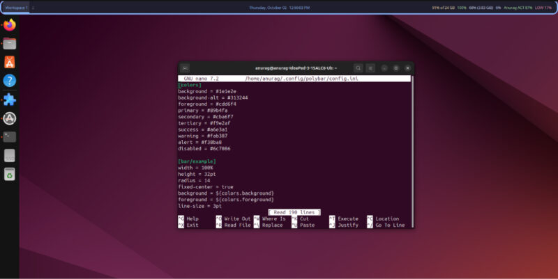 Polybar custom status bar