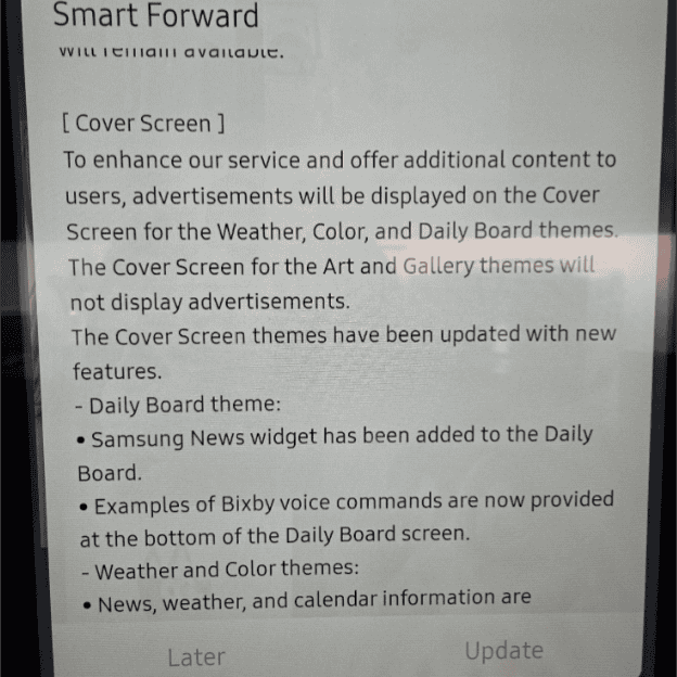 Samsung Smart Fridge Ads Notification