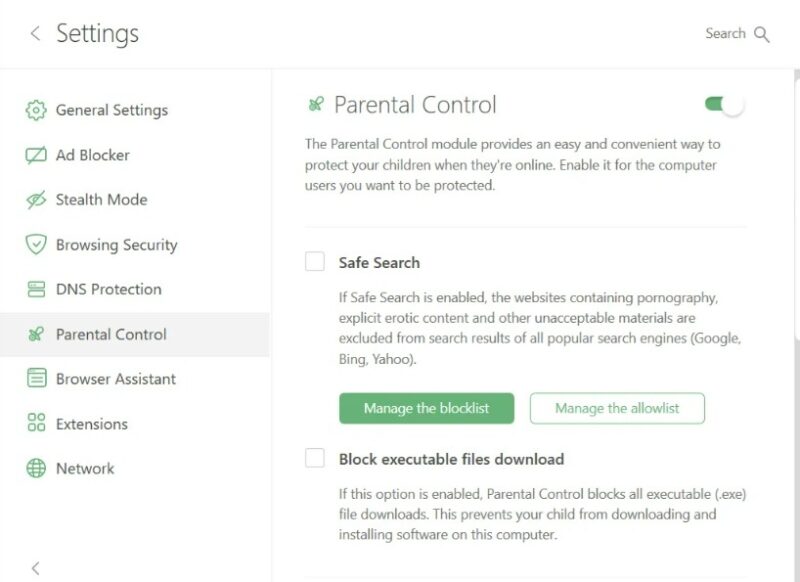 Using Parental Control settings in AdGuard.