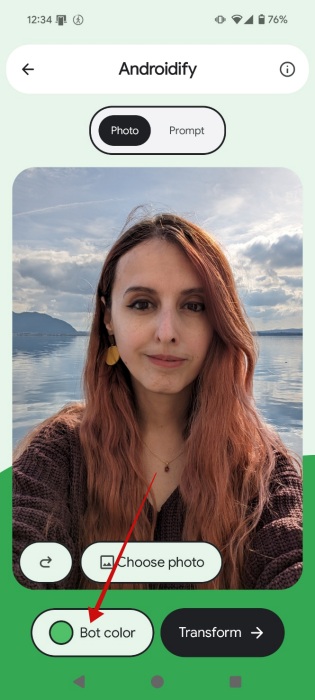 Switching "Bot color" in Androidify app. 