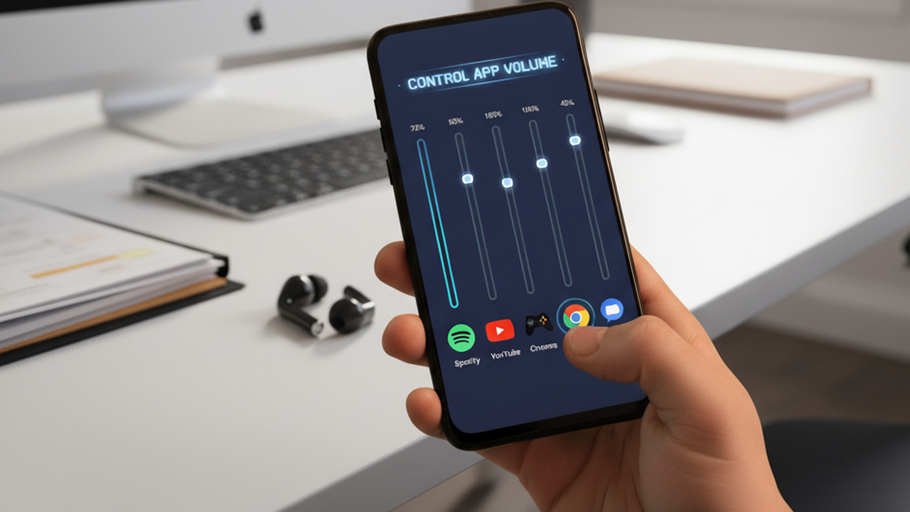 Adjusting volumes of different apps on phone with a PC in background