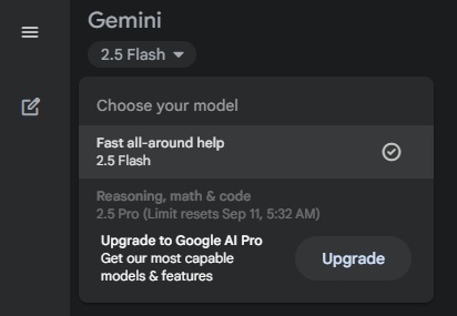 Switching to Flash 2.5 for unlimited prompts.