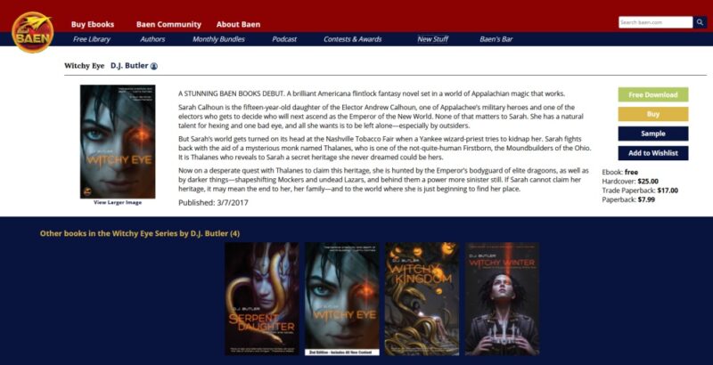 Browsing free books on Baen website.