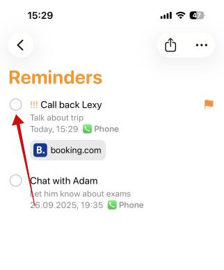 Callback Reminders Ios Check As Complete