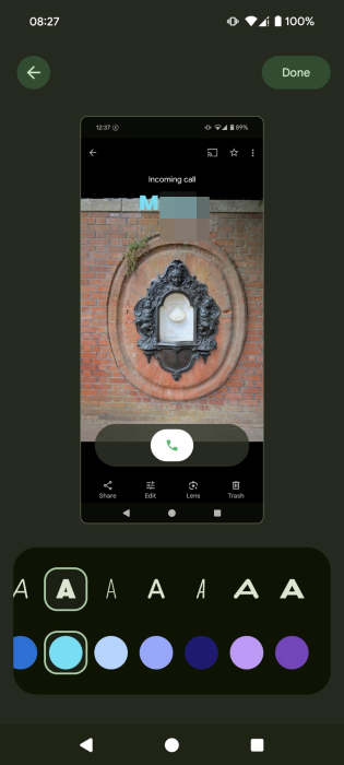 Modifying font and color for Calling Card in Phone app by Google. 