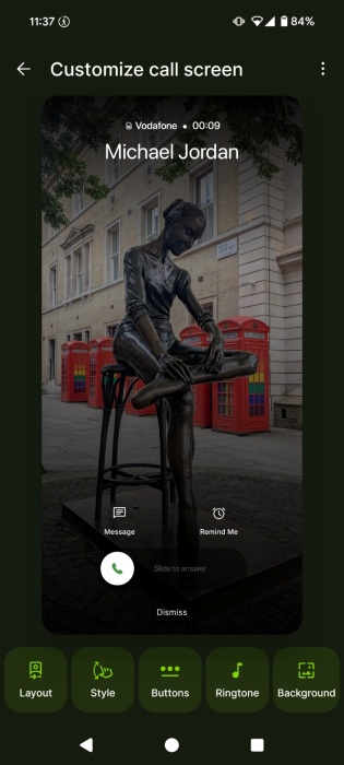 Modifying calling card created with Jolt app on Android. 