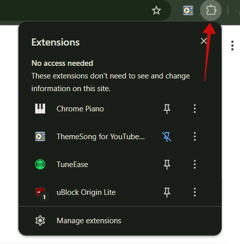 Tapping Extension button in Chrome toolbar.