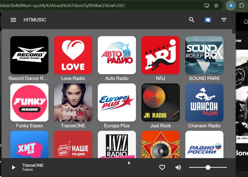 Listening to radio in Chrome via the online radio extension. 