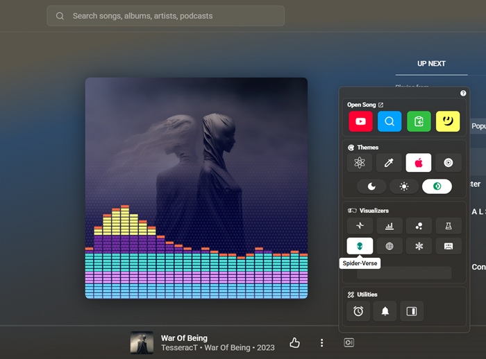 Experiencing YouTube Music in a new way with ThemeSong extension in Chrome. 