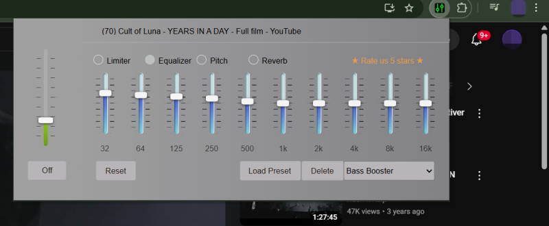 Using Sound Equalizer extension in Google Chrome. 