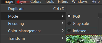 Switching to "Indexed" in the Mode menu in GIMP. 