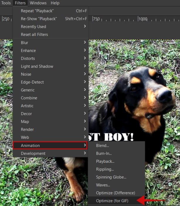 Opting to "Optimize for GIF" before exporting GIF in GIMP. 