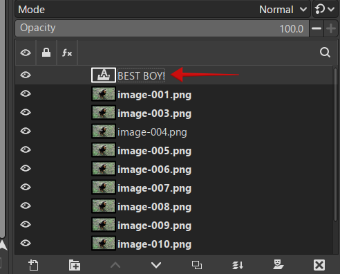 Adding text layer in GIMP. 