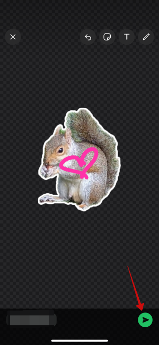 Sending edited sticker on WhatsApp on iOS.