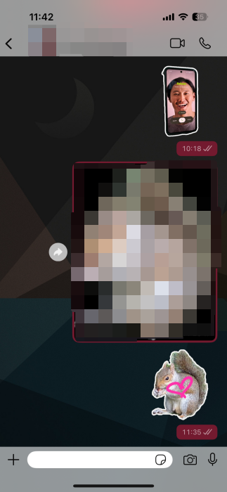 Sticker view in WhatsApp on iOS.