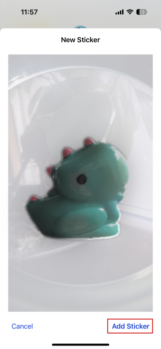 Pressing "Add Sticker" to add it to your iPhone sticker gallery.