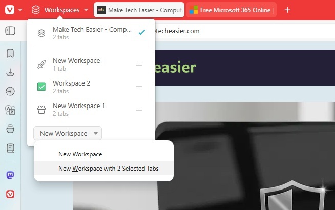 Creating new workspaces.