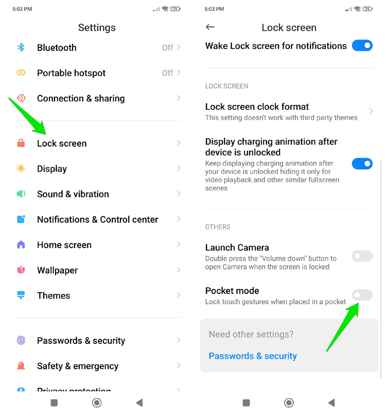 Disabling pocket mode on Android