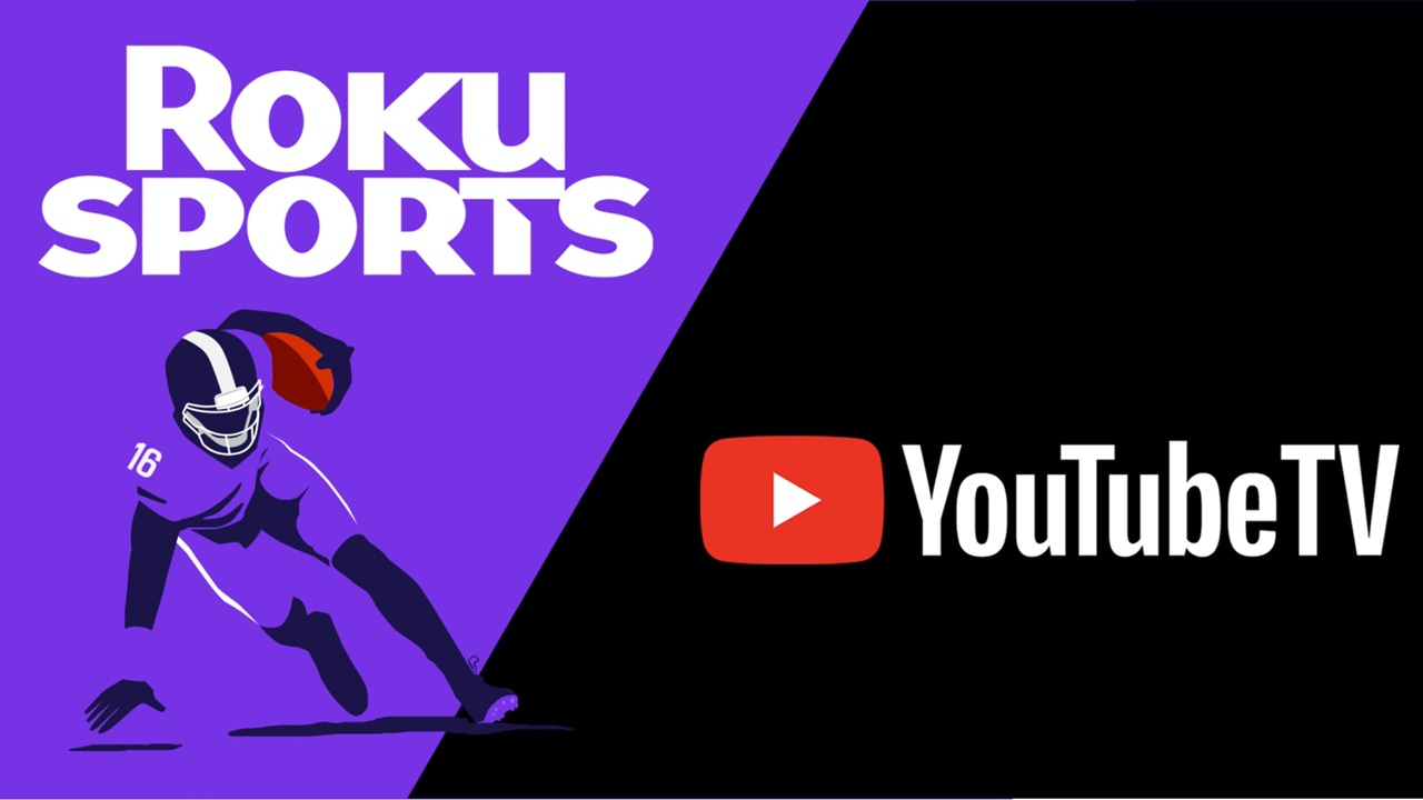 Official Roku Sports and YouTube TV partnership logo.