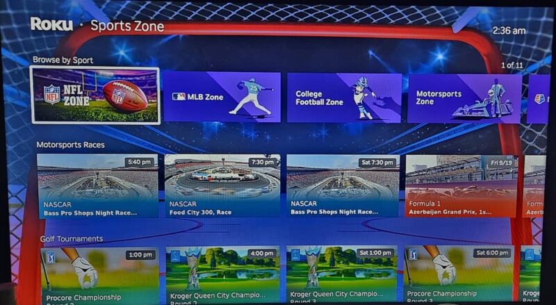 Using the main Sports page to find sport categories.