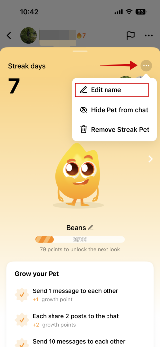 Selecting option to "Edit name" in TikTok app. 