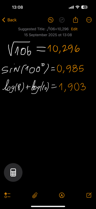Solving simple equations with Math Notes on iPhone. 