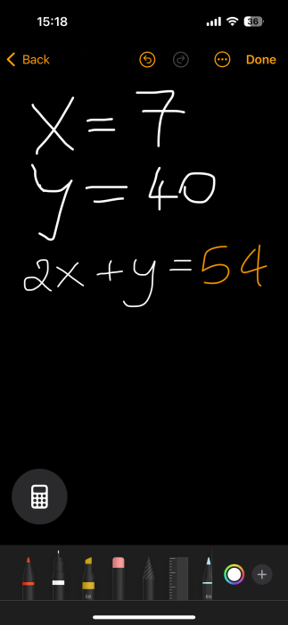 Working with variables in Math Notes on iPhone. 