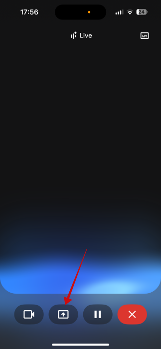 Tapping Screen icon in Gemini Live screen on iPhone. 
