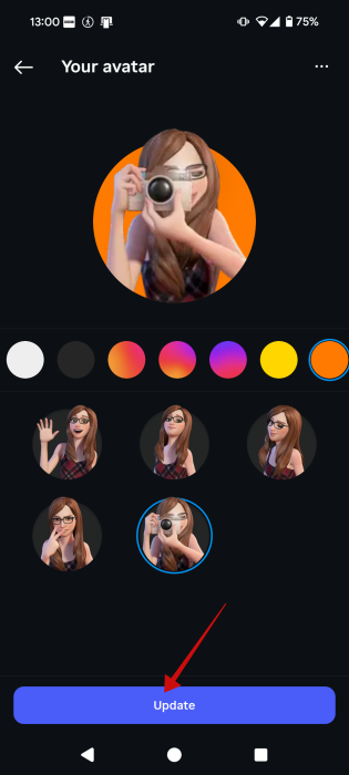 Opting for new pose for Instagram avatar to show for profile picture in mobile app. 