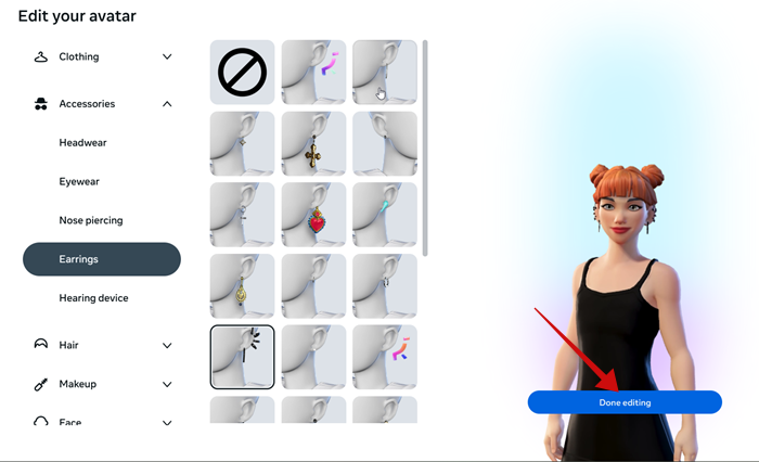 Creating avatar in Instagram on the web.