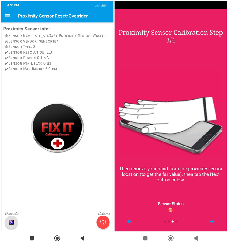 Resetting Proximity sensor
