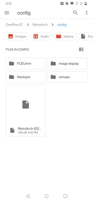 Finding RetroArch config file on Android phone.