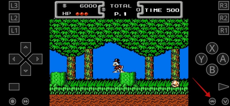 Tapping RetroArch icon while playing game in RetroArch app on Android.