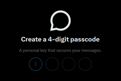 Setting passcode for encrypted messages on X on PC.