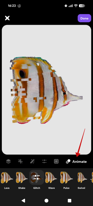 Animating a cutout using the Shuffles app. 