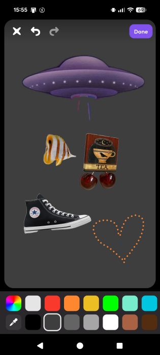 Changing color of background for collage in Shuffles app. 