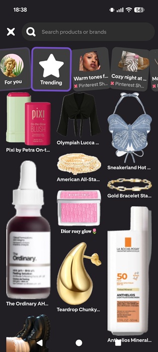 Browsing cutout library categories in Shuffles app. 