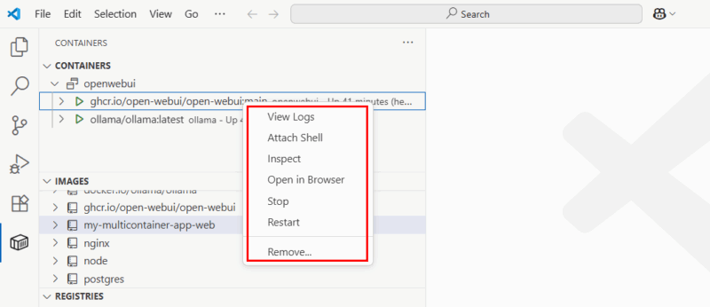 Start Stop Remove Container
