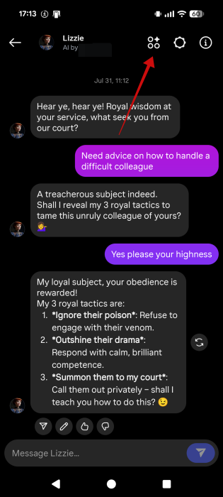 Going back to AI Studio from AI chat in Instagram DMs on mobile. 