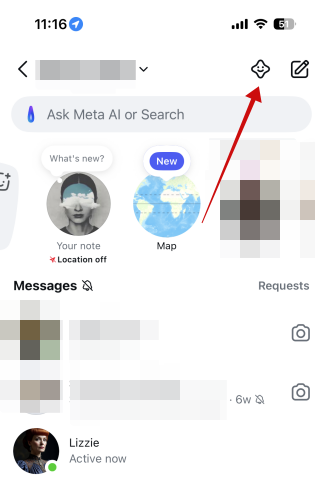 Tapping the "New AI Chat" icon in Instagram app on iOS. 